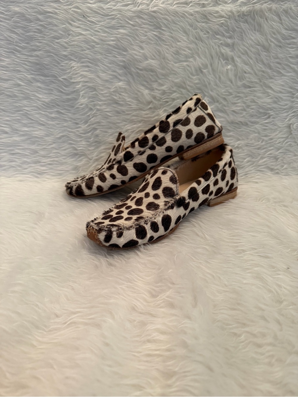 Boden Brown & Cream Spotted Pony Hair Vintage Loafers